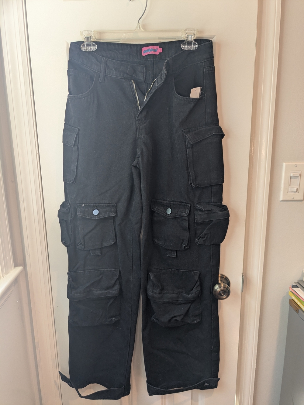 Edikted Black Women's Cargo Pants with Multiple Flap Pockets